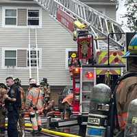 <p>The scene of the two-alarm fire in Pikesville.</p>