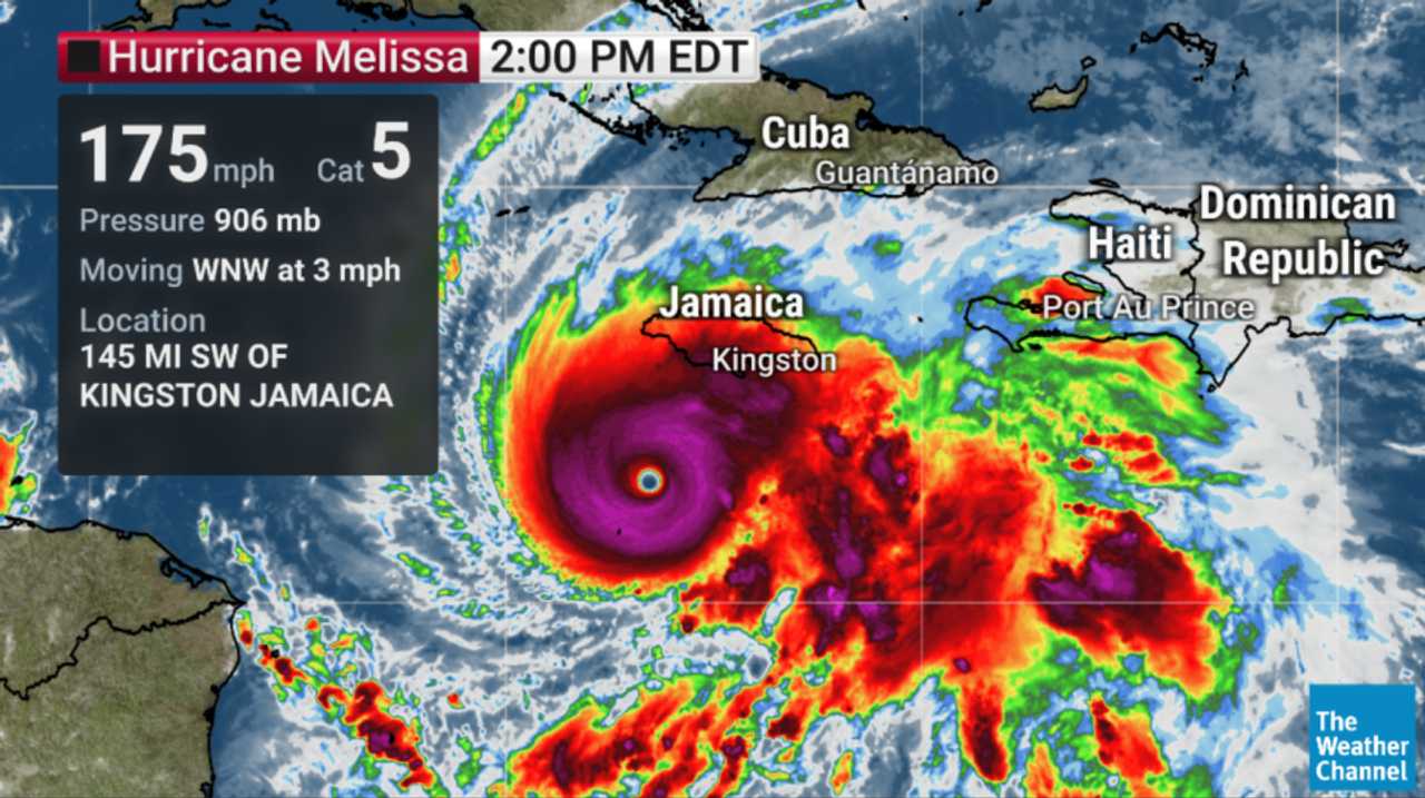 Melissa's winds hit 175 mph on Monday afternoon, Oct. 27. Melissa's winds hit 175 mph on Monday afternoon, Oct. 27.