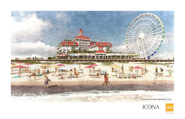 A rendering for a proposed hotel at the site of Gillian's Wonderland Pier in Ocean City, NJ.