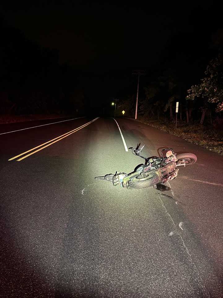 A motorcycle crashed in Manchester Township, NJ, on August 29, 2024.