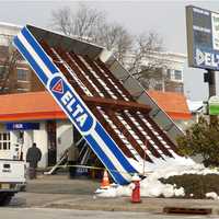 Powerful Winds Collapse Canopy At Pompton Lakes Gas Station