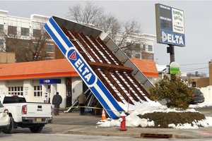 Powerful Winds Collapse Canopy At Pompton Lakes Gas Station