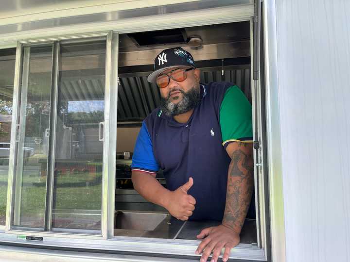 Haze Perez Segura in his food truck, Chick-Teaz at Votee Park.