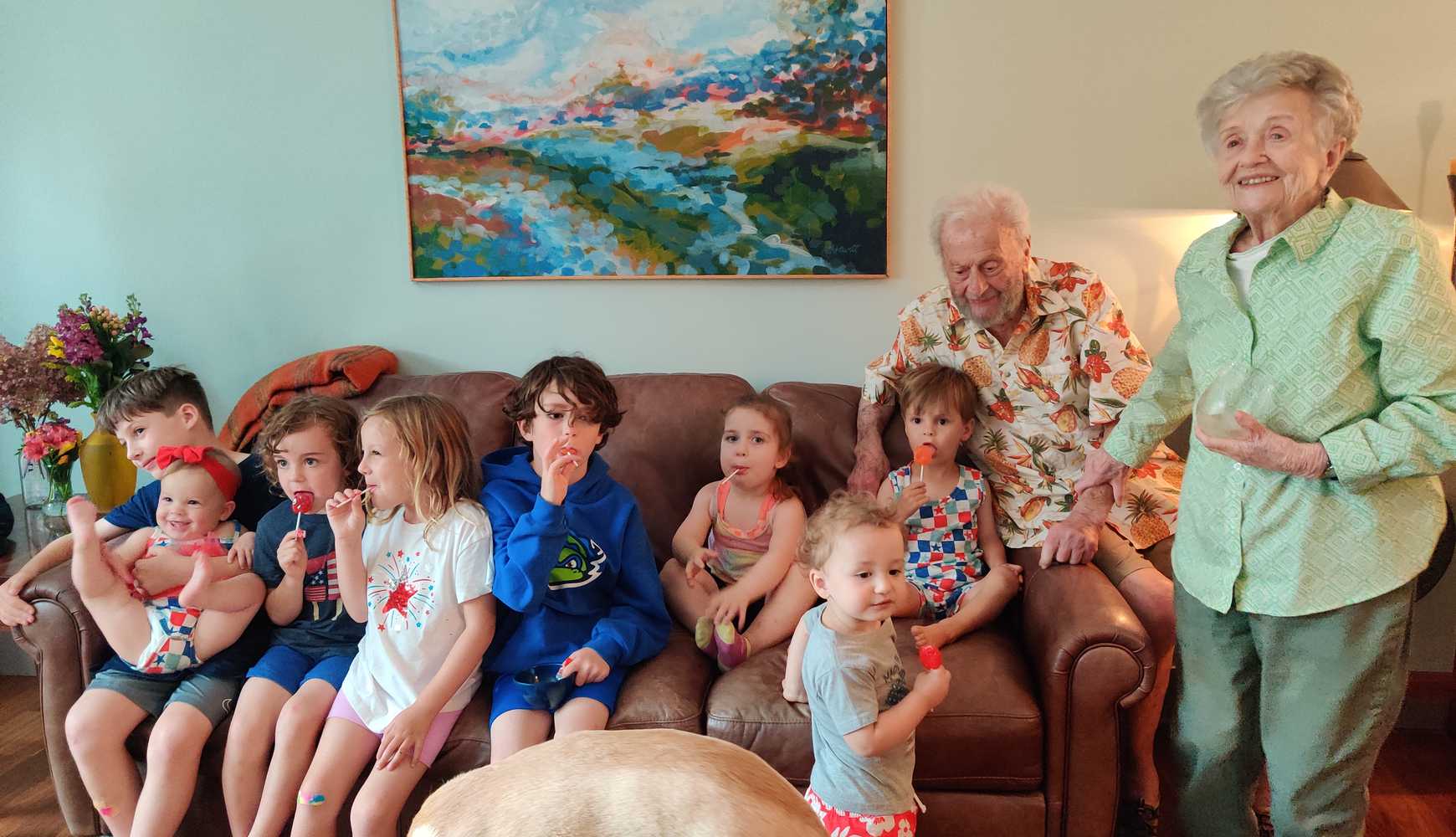 
Stanley and Leatrice Dvoskin with their great-grandchildren.
  

