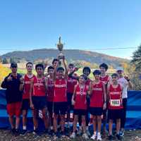 <p>From left: Greenwich High Cross Country Coach Sean Astle, Wesley Craig, Soren Edwards, Aidan Towle, Patrick Qu, Zane Jackman, James Hayes, Mateo Grandjacques, Iri Pullepu, Bautista Binaghi, Jack Broderick, Liam O'Sullivan, Coach Annette Fiore</p>