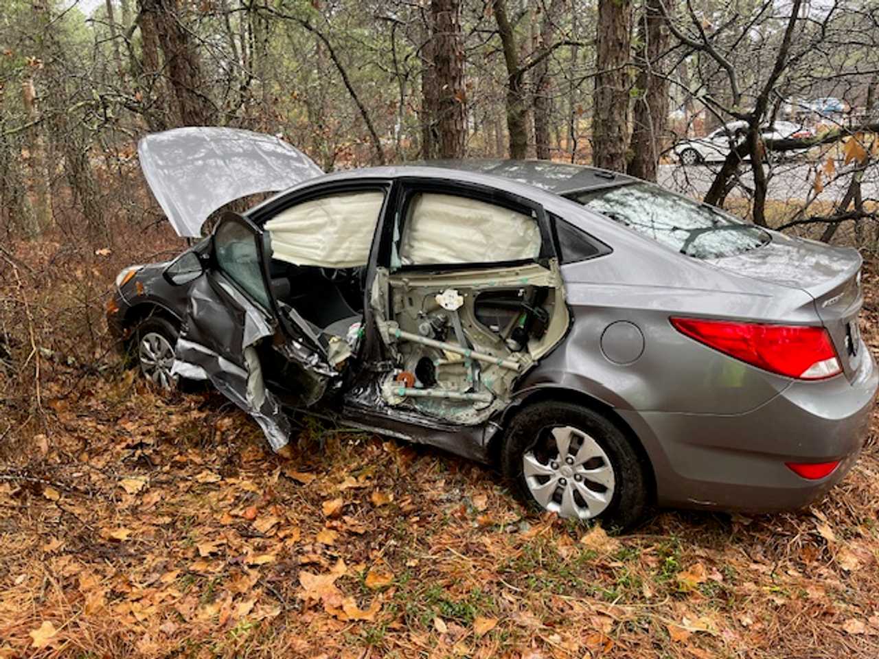 The aftermath of a three-car crash