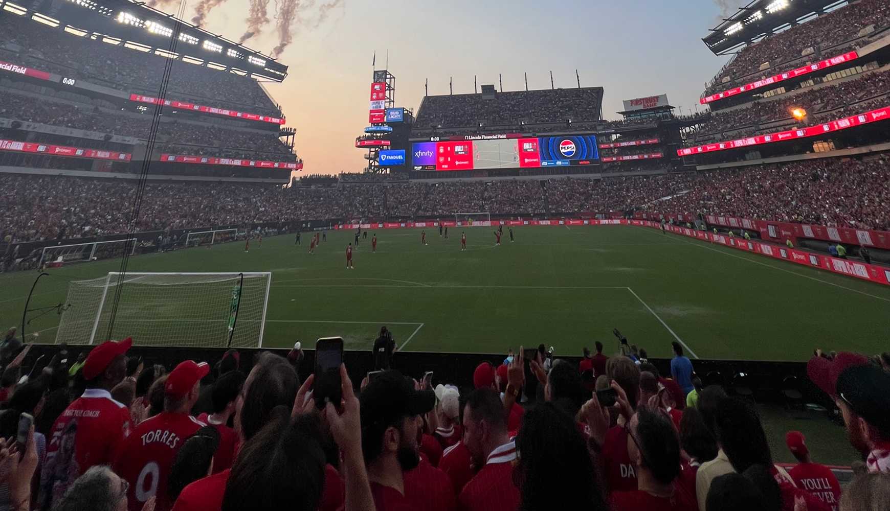 
A friendly match between Liverpool and Arsenal at Lincoln Financial Field in Philadelphia on July 31, 2024.

