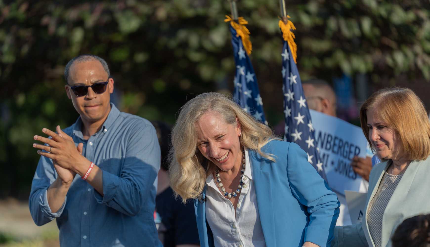 
Democrat Jay Jones rallying with new Virginia Gov. Abigal Spanberger.

