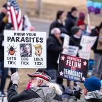 <p>"Tesla Takedown" protesters demonstrating in Minneapolis on March 29, 2025.
  
</p>