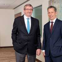 <p>Outgoing Northwell Health president and CEO Michael Dowling (left) and his successor Dr. John D'Angelo (right).</p>