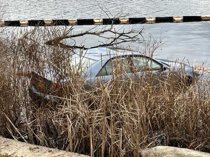 An image of the partially-submerged vehicle. 