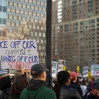 <p>A March 2025 protest in New York City's Thomas Paine Park against the detention of Palestinian activist and Columbia University student Mahmoud Khalil.
  
</p>