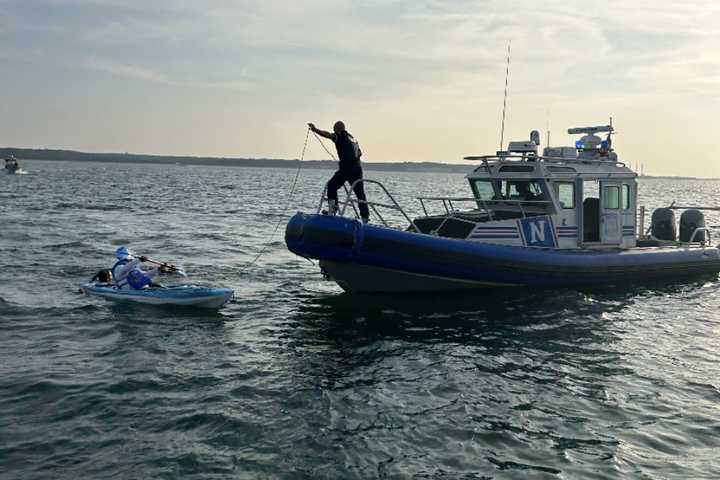 Marine Bureau, Harbormaster Rescue Six From Kayaks, Riptide On Long Island Sound In Smithtown