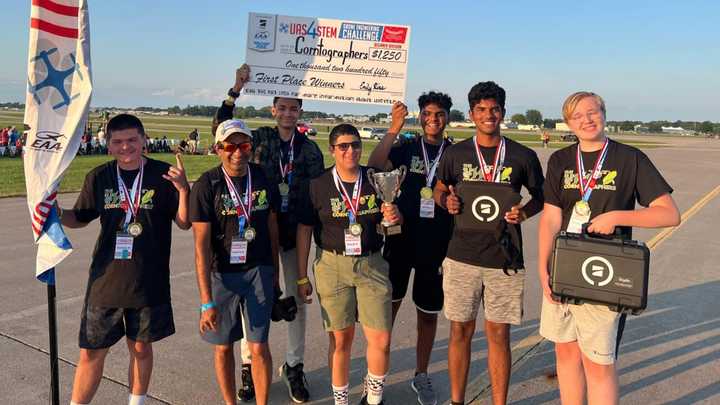 The "Corntographers" of the Yorktown High School Aeronautics Club won a national championship at the&nbsp;UAS4STEM competition in Oshkosh, Wisconsin.&nbsp;