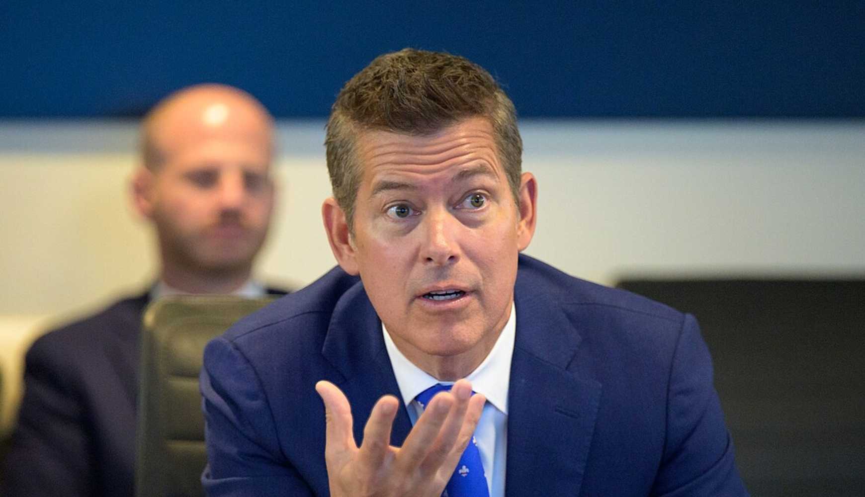 
Transportation Secretary Sean Duffy speaking at NASA's headquarters in Washington, DC, on March 18, 2025.
