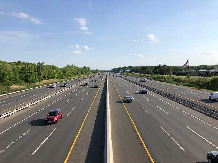 The New Jersey Turnpike from the Brick Yard Road overpass in Cranbury, NJ.