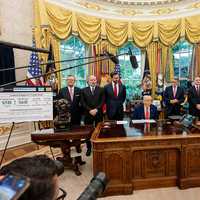 <p>President Donald Trump announcing a trade deal with the United Kingdom at the White House on May 8, 2025.</p>