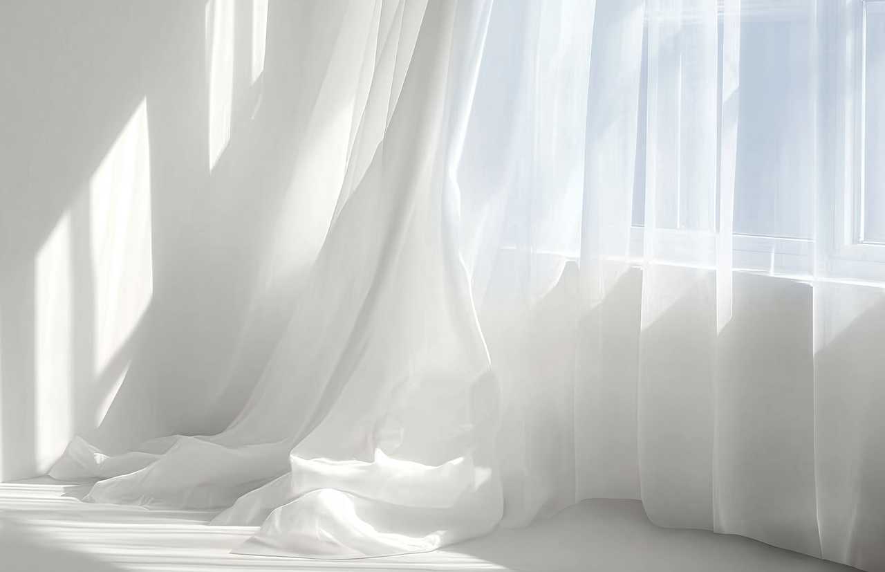 A curtain showcasing "Cloud Dancer," which Pantone selected as its 2026 Color of the Year.
A curtain showcasing "Cloud Dancer," which Pantone selected as its 2026 Color of the Year.