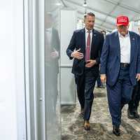 <p>President Donald Trump tours the so-called "Alligator Alcatraz" immigration detention center in Ochopee, Florida, on July 1, 2025.</p>