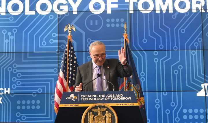 US Senate Majority Leader Chuck Schumer making the announcement.&nbsp;