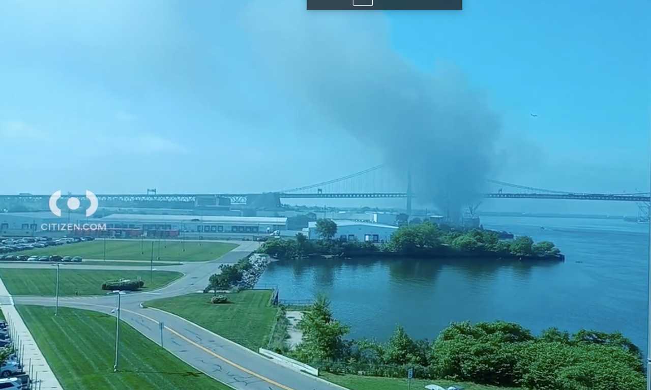 Large Crane Catches Fire Near Walt Whitman Bridge Voorhees Daily Voice