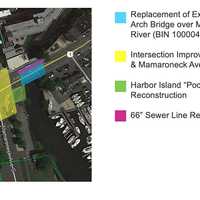 <p>The NYSDOT released an image depicting the areas of Route 1 that will be affected during the project, which will center on the Mamaroneck River bridge.</p>