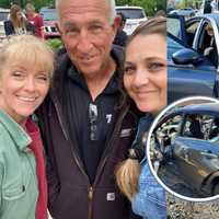 <p>Natalie with her parents, Paul and Barb. Her brand-new Nissan Altima was completely totaled in the wreck.</p>