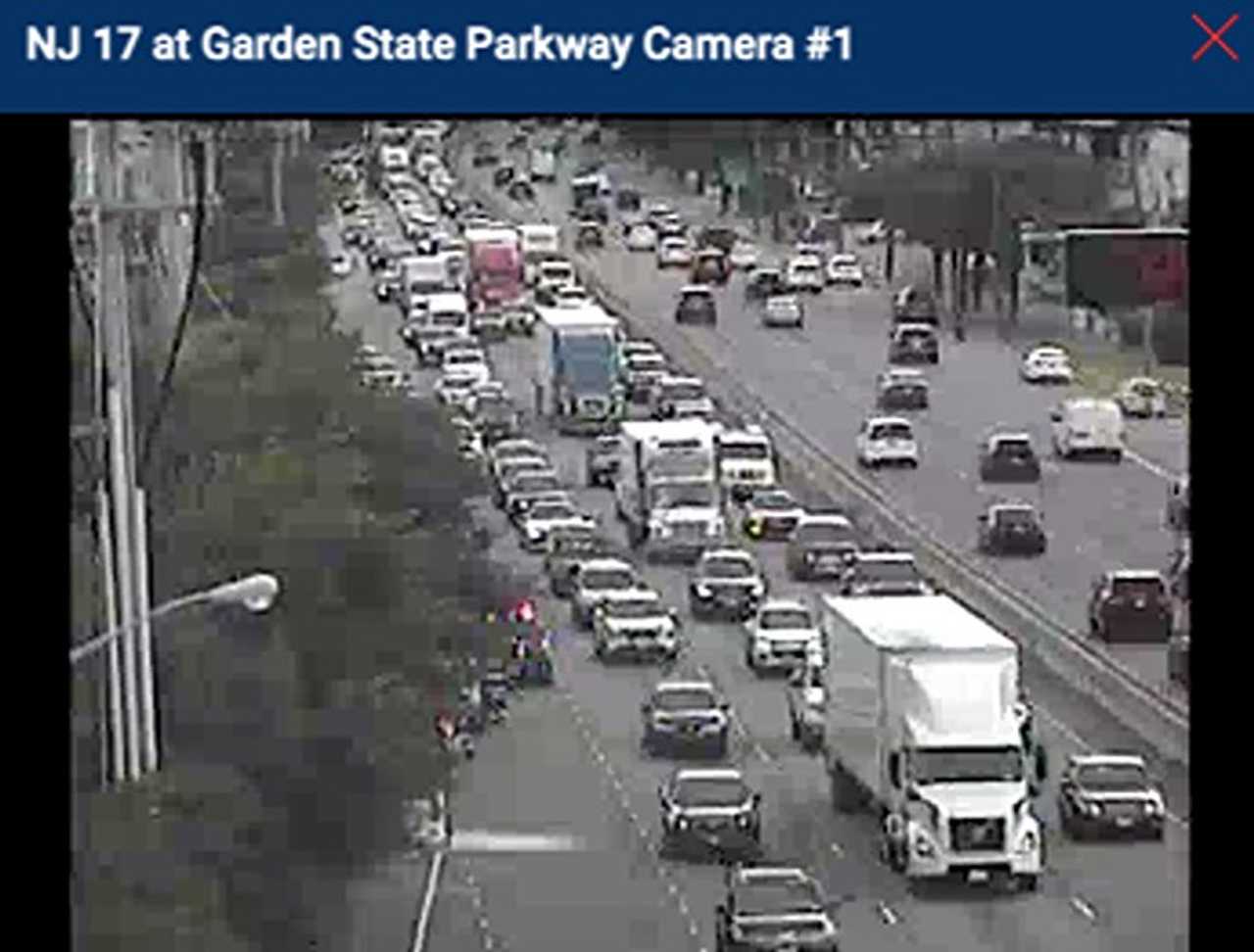 Car erupts in flames on route 17 near parkway ramp in paramus