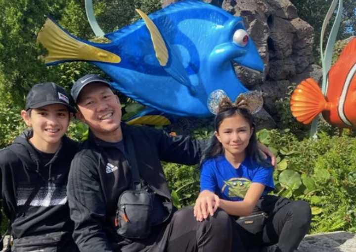 Gary Wong with his kids, Grayson and Olivia.