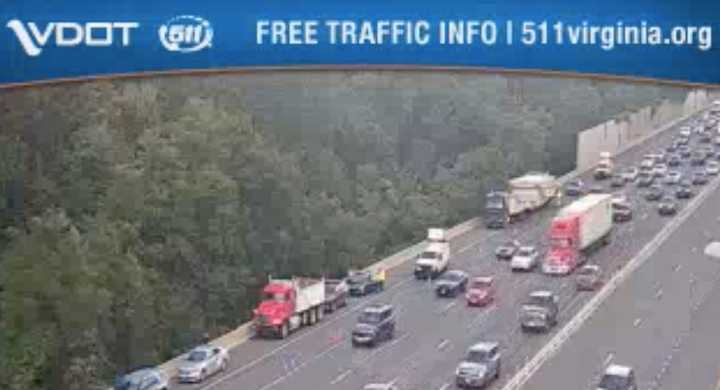 A tractor trailer crash on I-495 was causing major delays through Fairfax County Wednesday, July 10.