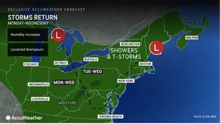 Unsettled weather will linger for several days after a rare westward-moving coastal system has moved into the region.