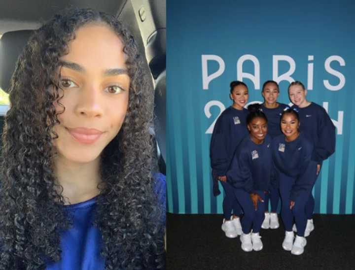 Hezly Rivera and the USA gymnastics team at the Paris Olympics.