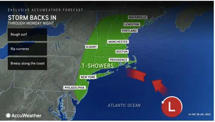 The storm system moving westward will mainly affect the region on Monday, July 29.
  
