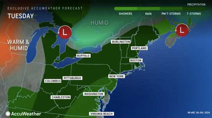 First round of storms in Northeast Tuesday, July 30.