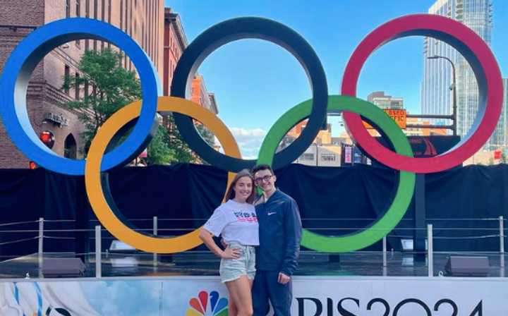 Stephen Nedoroscik with his girlfriend, Tess McCracken, at Paris 2024.