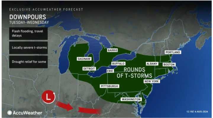 Storm activity is expected to become widespread on Tuesday, Aug. 6.