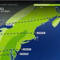 <p>The remnants of Debby are expected to affect the Northeast on Friday, Aug. 9, and Saturday, Aug. 10, with a widespread 2 to 4 inches of rainfall expected.
  
</p>