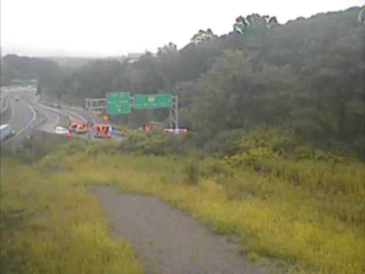 The Exit 8 ramp on I-87 North in Greenburgh is closed to traffic following a crash.