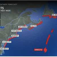 <p>Dangerous rip currents and rough surf are expected in the coastal areas marked in red.</p>