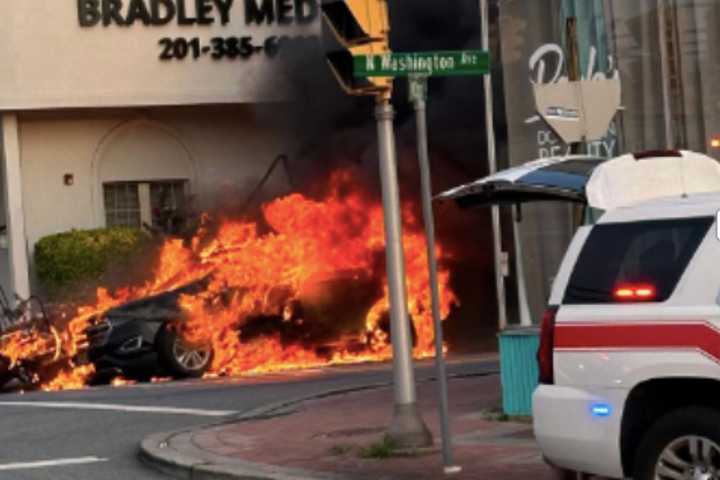 Transformer, Live Wires Fall On Vehicle Sparking Blaze In Bergenfield