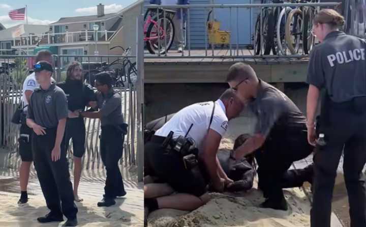 Video shows the arrest of Liam Mahoney at a beach in Belmar Tuesday, Aug. 20.