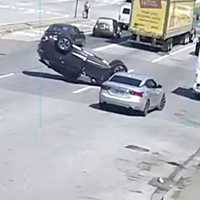 Rollover Crash In Front Of KFC Caught On Video On Busy Westchester Road