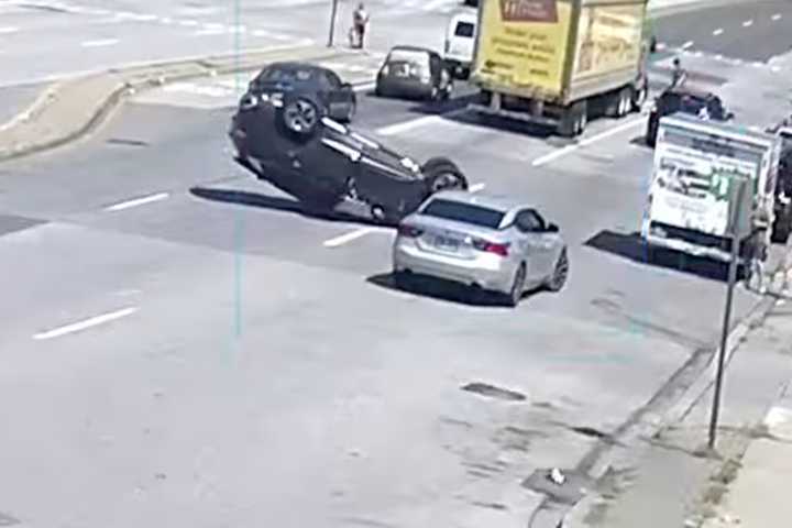 Rollover Crash In Front Of KFC Caught On Video On Busy Westchester Road