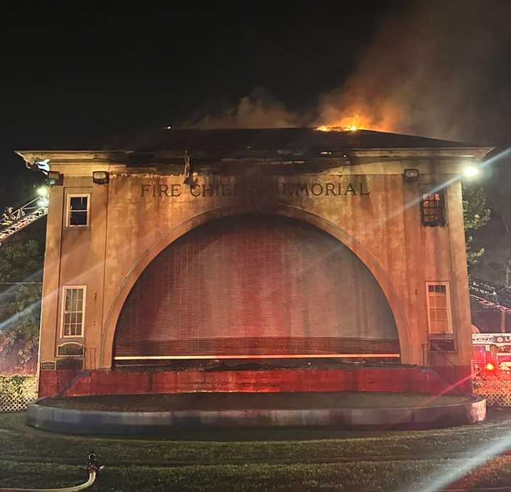 Fire Chief’s Memorial Bandshell after the Aug. 28 fire.