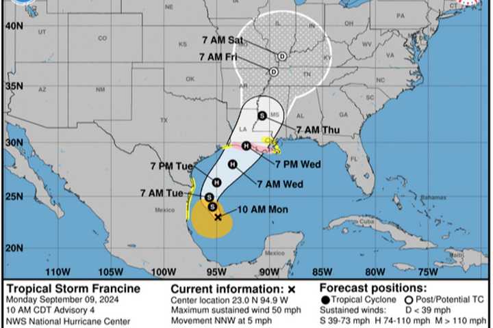 Update: Newly Named Tropical Storm Francine Expected To Become Hurricane In Days