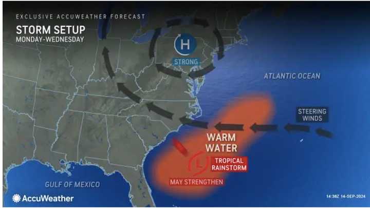 Warm waters off the coast could spur the system's development in the coming days.