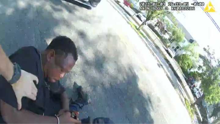 A still from body-worn camera footage of the fatal police-involved shooting of 37-year-old New Rochelle resident Jerrel Garris.