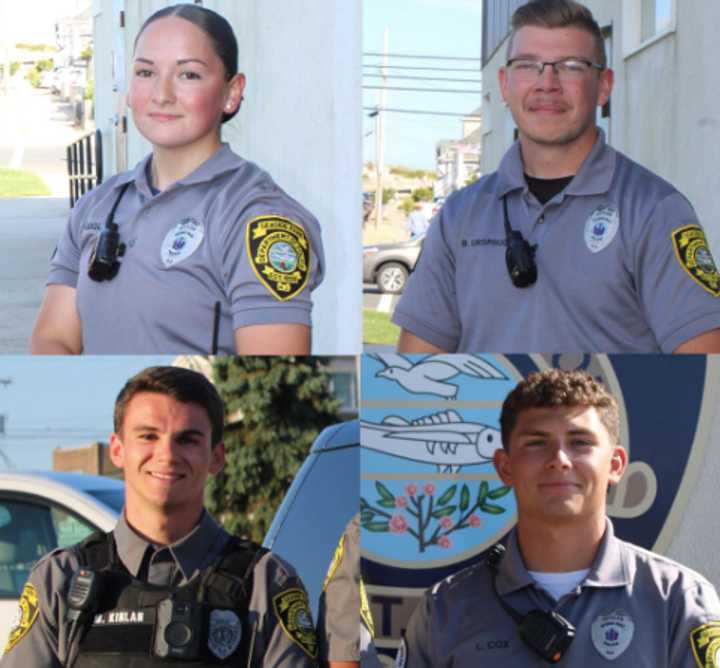 Seaside Park Class One Officers Dakota Giglio and Bryan Urspruch, top, along with Class Two Officer Mason Kinlan and Class One Officer Luke Cox are being honored for two separate water rescues.