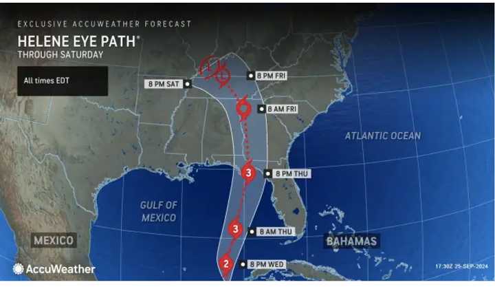 A look at the projected track and timing through Saturday, Sept. 28 for the storm system expected to become a major urricane.
  
