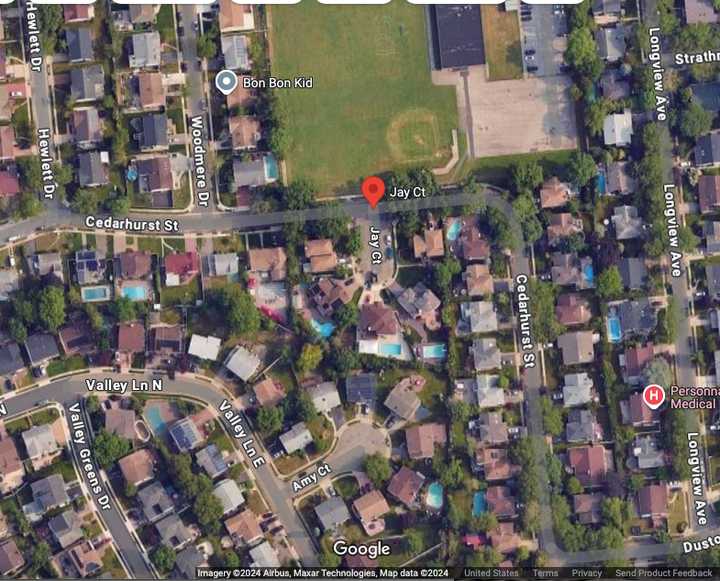 Jay Court in North Woodmere (marked in red).&nbsp; &nbsp; &nbsp;